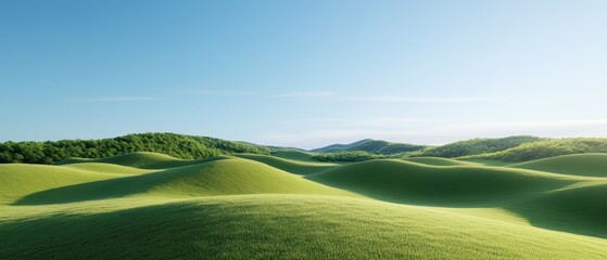 Obraz premium Tranquil countryside landscape with rolling green hills