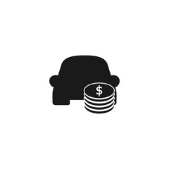 Car and dollar sign icon isolated on white background