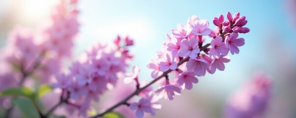 Delicate lilac blooms against soft morning sky, delicate, sky, spring