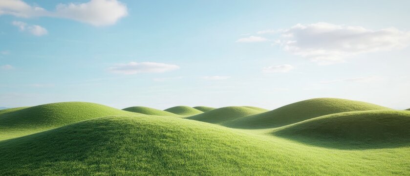 Serene countryside landscape with rolling green hills