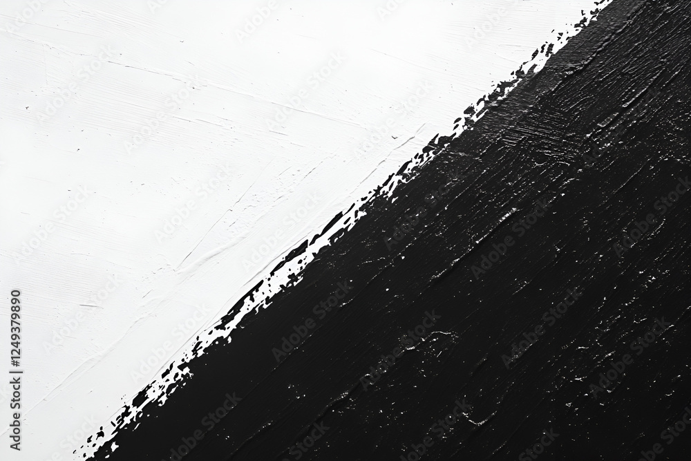 Poster monochromatic canvas: bold black strokes of paint dramatically contrast against a pristine white exp