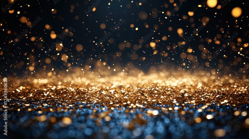 Poster a shimmering background of golden particles creating a magical atmosphere.