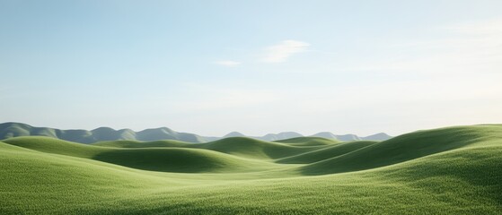 Obraz premium Tranquil countryside landscape with rolling green hills