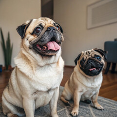 set of dogs and pug with bow tie vector illustration of cartoon dog