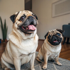 set of dogs and pug with bow tie vector illustration of cartoon dog