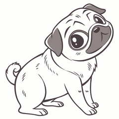 set of dogs and pug with bow tie vector illustration of cartoon dog