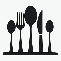 dining table spoon set silhouette vector