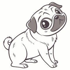 set of dogs and pug with bow tie vector illustration of cartoon dog