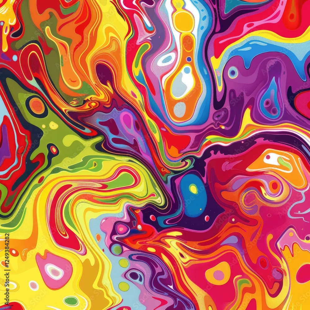 Poster vibrant abstract swirl of colors in melting and flowing patterns