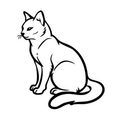 Obraz premium A sleek and minimalist cat icon featuring a gracefully curved tail and perked-up ears, symbolizing elegance and curiosity.