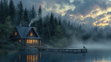 Fototapeta premium Springtime Birdhouse with Blossoms and Soft Sunlight. Rustic wooden birdhouse, spring blossoms, soft sunlight, bokeh effect.