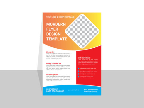 Creative vector a4 colorful flyer template modern layout simple style Corporate business flyer design template.