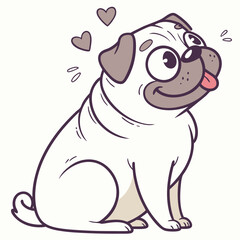 set of dogs and pug with bow tie vector illustration of cartoon dog