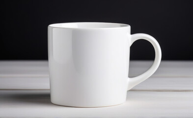 Fototapeta premium white cup on wooden background mock up