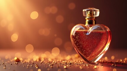 Valentine's day heart-shaped perfume bottle romantic setting love letter concept couple's gift banner