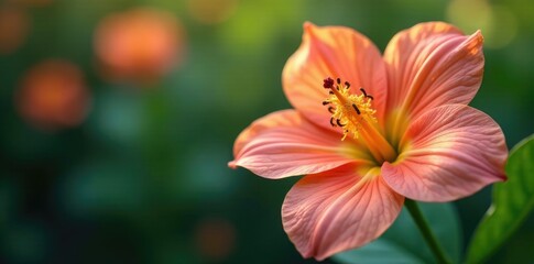 Unique flower with large, open mouth filled with pollen, flowers, garden, botanicals