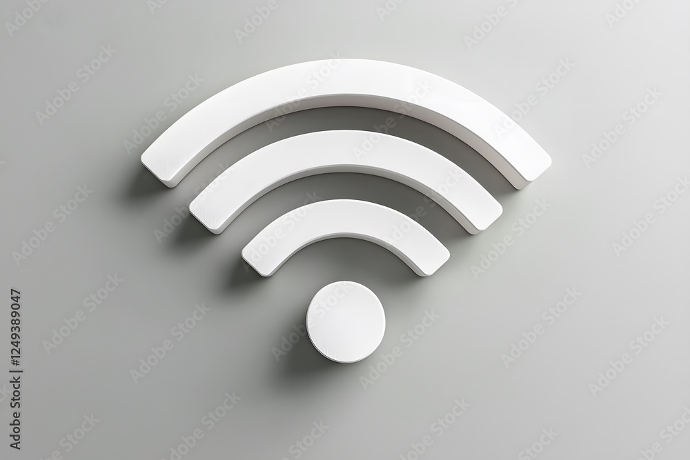 Poster wifi symbol: a minimalist 3d rendering of a wifi symbol, clean and modern, perfect for technology or