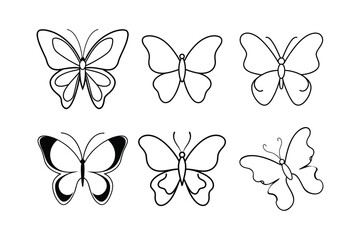 Set of a butterfly line art simple vector 