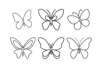 Set of a butterfly line art simple vector 