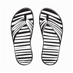 Striped flip flops Vector Image. Black and white Striped flip flops Vector Image isolated on white background