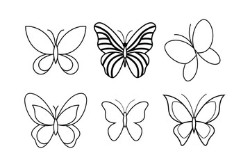 Fototapeta premium Set of a butterfly line art simple vector 