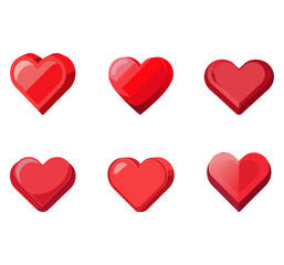 Set of a red hearts, different kind of the hearts. Valentines day conception. Posters, brochure, invitation, wallpaper, flyers, banners