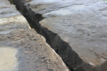 A huge break in the natural rock.