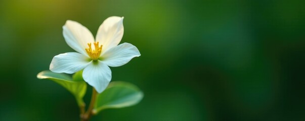 Fototapeta premium Delicate jasmine flower blooms on a slender stem, solitary, delicate, botanical