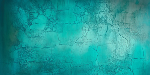 Obraz premium Teal Cracked Abstract Texture with Distressed Effect