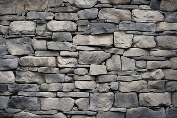 Fototapeta premium Textured Fieldstone Wall - Grey Stone Masonry Background with Closeup Cement Effect