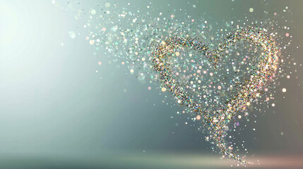 Obraz premium A burst of iridescent glitter forms a heart, symbolizing love and romance with dreamy elegance.