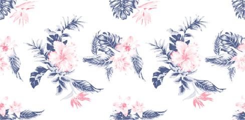 colorful Leaves patterns. palm tree pattern. hand drawn coconut design. summer pattern background. flowers background. vintage graphic tee design. pattern design. tropical patterns graphic.