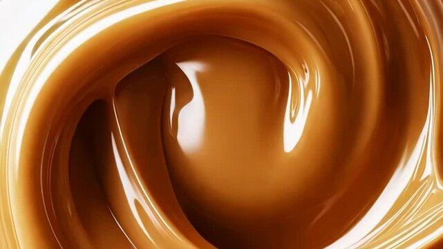 Luxurious swirl of golden caramel captured in silky smooth motion