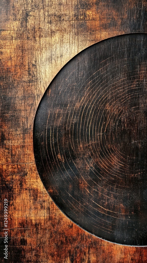 Poster wooden background featuring a half circle with circular patterns
