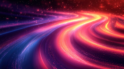 Swirling neon lights create a futuristic cosmic background with a dynamic sense of motion and energy.