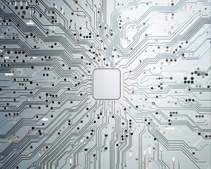 White Circuit Board Background Wallpaper - Technology Digital Texture with Abstract Circuit Concept