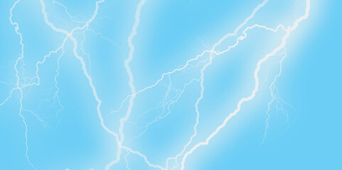 Several lightning strikes over black background. Blue. Electrical Storm. thunder. Power of electrical energy. Light effects. Heat lighting. Vector illustration.