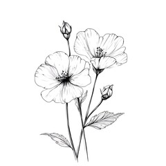 Fototapeta premium Detailed Flower Drawing Beautiful Floral Sketch Artistic Botanical Illustration Art