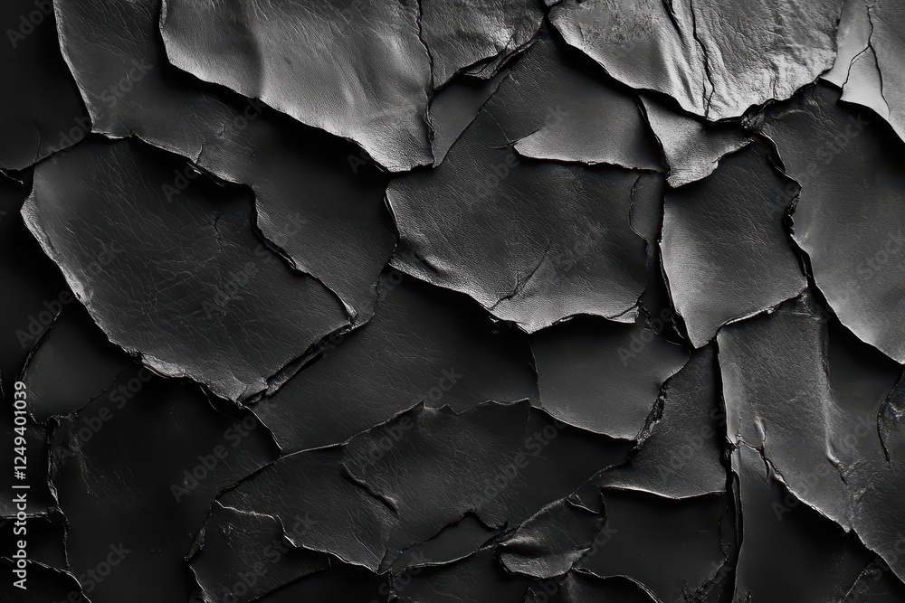 Poster abstract composition of dark flaky textured surface in close up