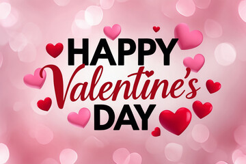 Happy Valentine's Day Romantic Pink Hearts Background"