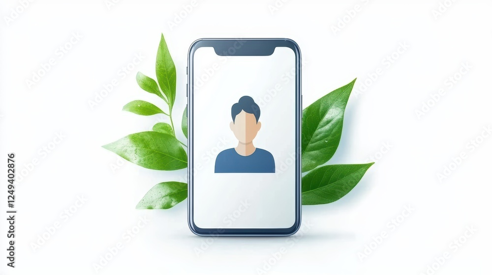 Aufkleber smartphone screen featuring a person, exploring modern communication through mobile technology and u