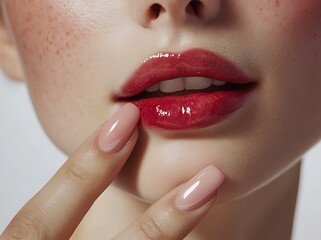 Naklejka premium girl model woman showing manicure on nails. cosmetics, beauty and makeup