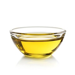 oil in glass bowl isolated on white background