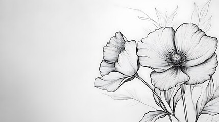 Nature Inspired Flower Sketch Beautiful Botanical Drawing Artistic Floral Artwork