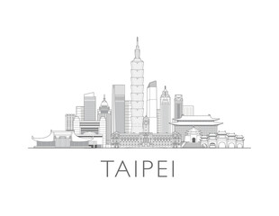 Obraz premium Taipei Taiwan skyline cityscape vector illustration