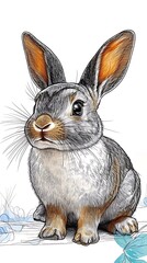 Obraz premium Sweet rabbit sitting sketch drawing high resolution hd image