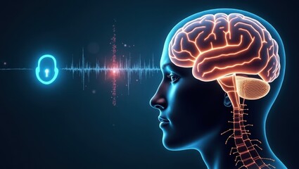 Obraz premium Neurohacking and protection of brain interfaces in modern technology and neuroscience