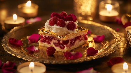 Indulge in Raspberry Millefeuille with White Chocolate Ice Romantic Desserts for Valentine's Day