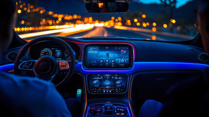 Advanced Multi-User Digital Cockpit Featuring Multi-Zone Entertainment in Modern Car Interior