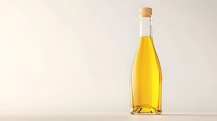 A glass bottle of olive oil, clean white background, transparent isolate